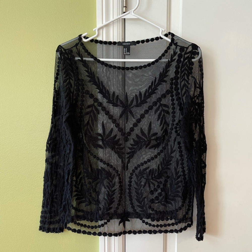 EUC Sheer Black Blouse